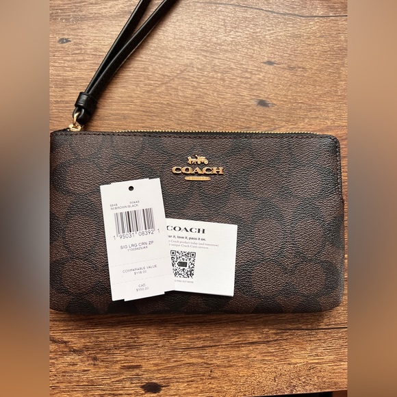 NEW‼️ COACH Large Corner Zip Wristlet In Signature Canvas NEW WITH TAGS - Picture 15 of 16